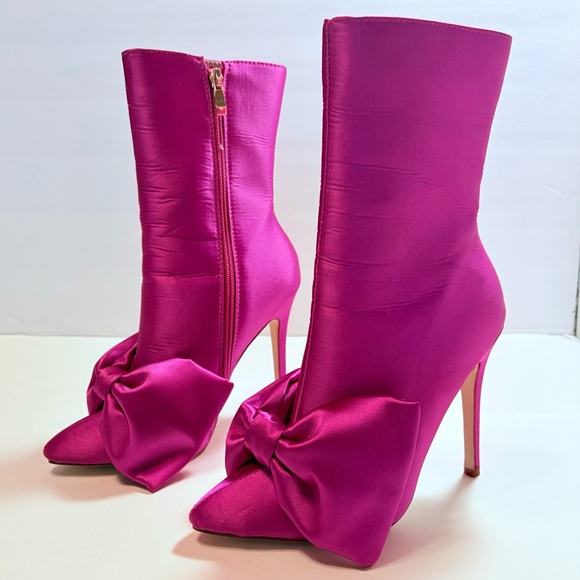 Azalea Wang Dolls Kill Need You All To Myself Stiletto Booties Blitz Pink Satin - Picture 4 of 15